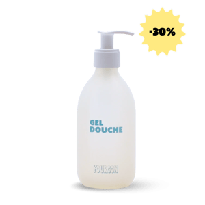 Flacon gel douche vide & rechargeable en verre protégé