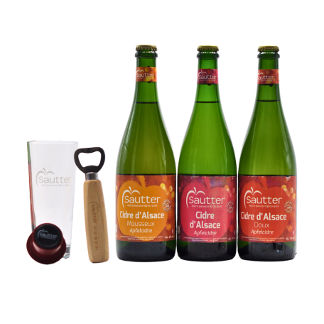 Pack 3 Cidres Sautter + Décapsuleur, Bouchon et Verre offerts