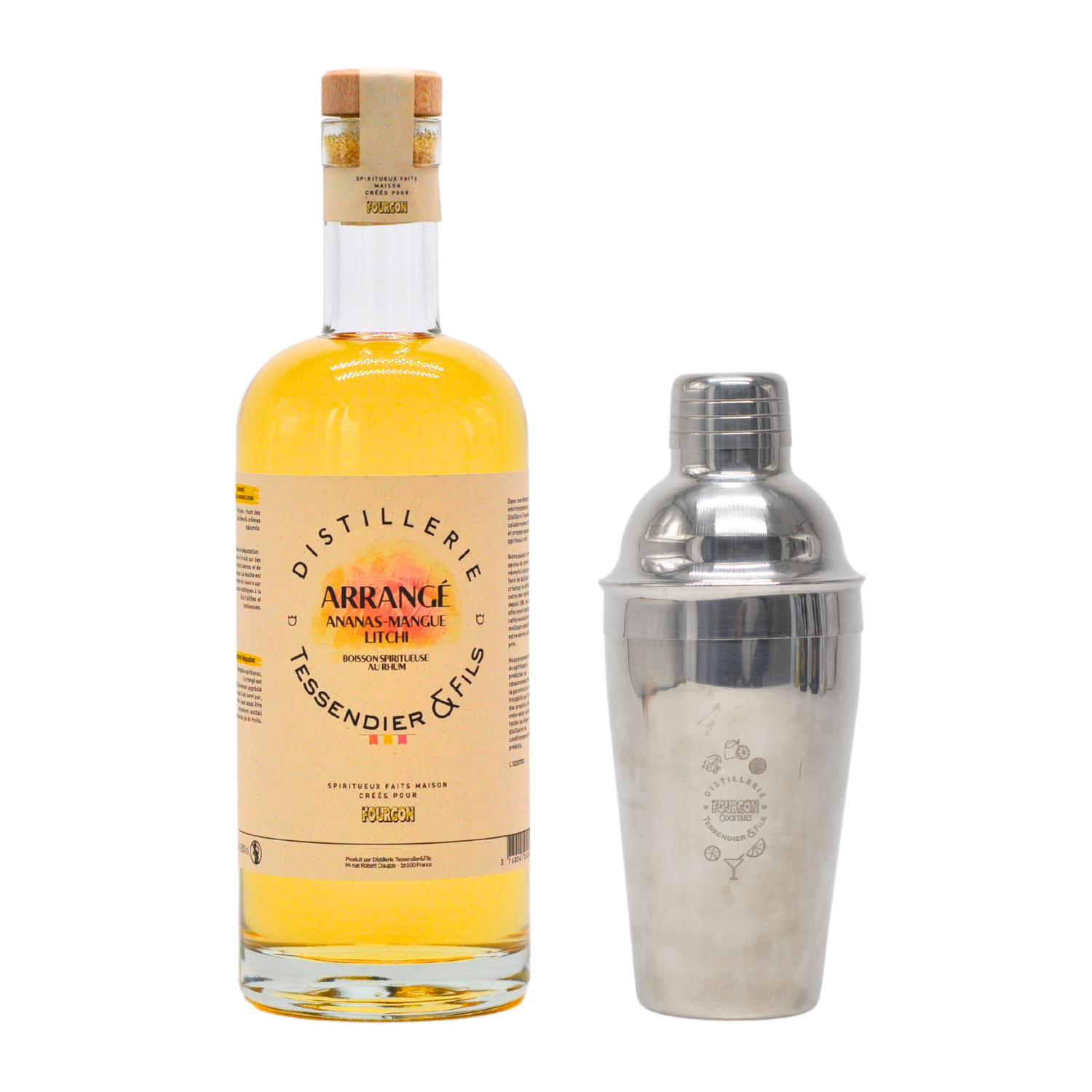 Rhum arrangé ananas mangue litchi + Shaker gravé offert