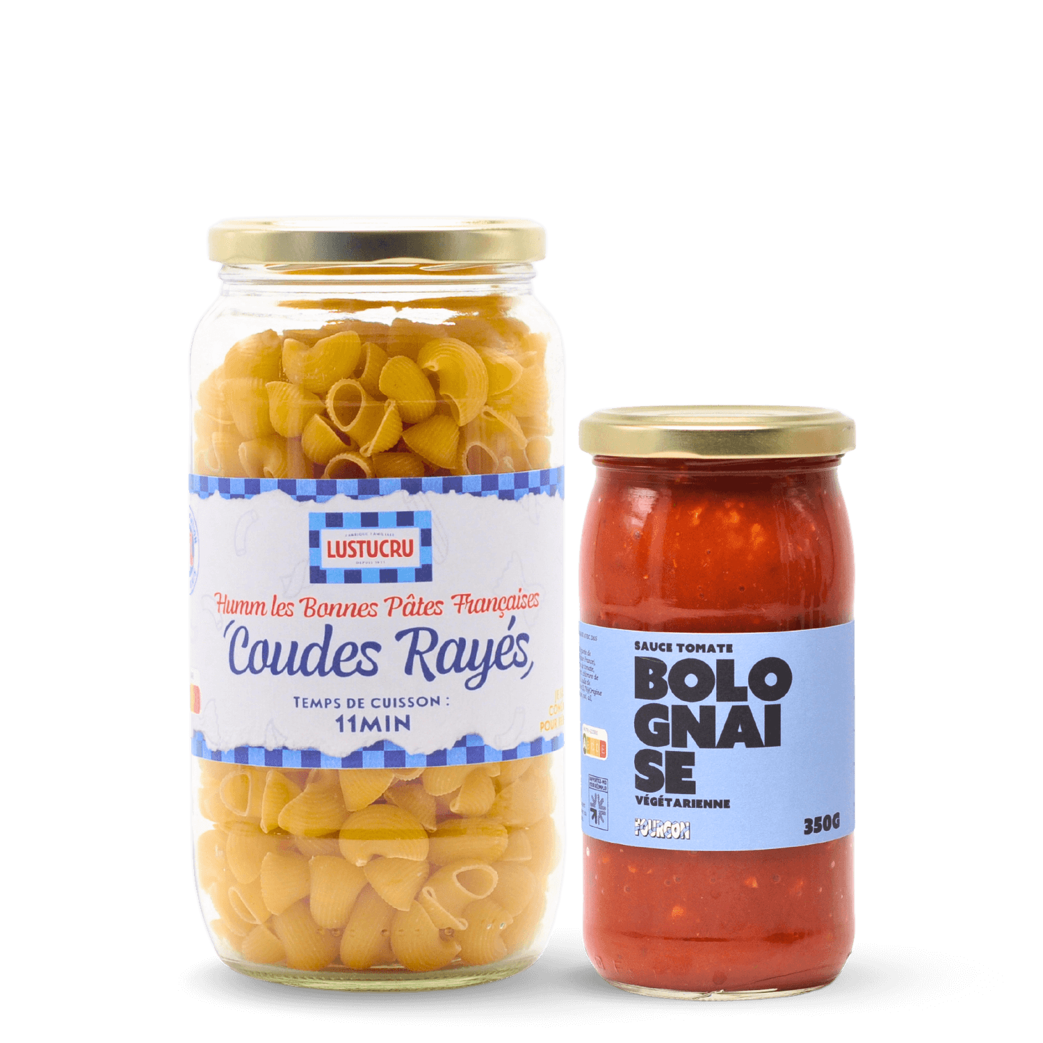Pack coudes rayés + sauce bolognaise végé