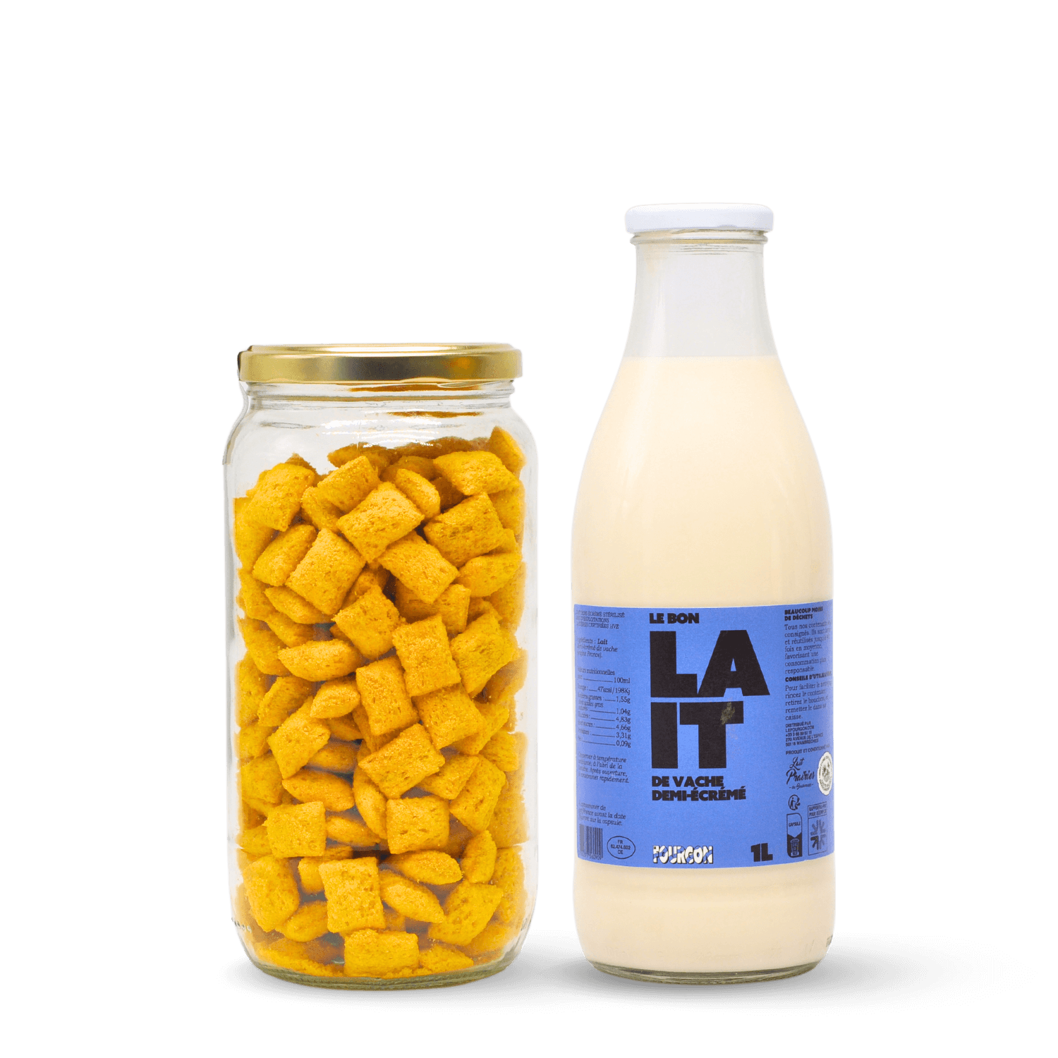 Pack lait + céréales fourrées au chocolat