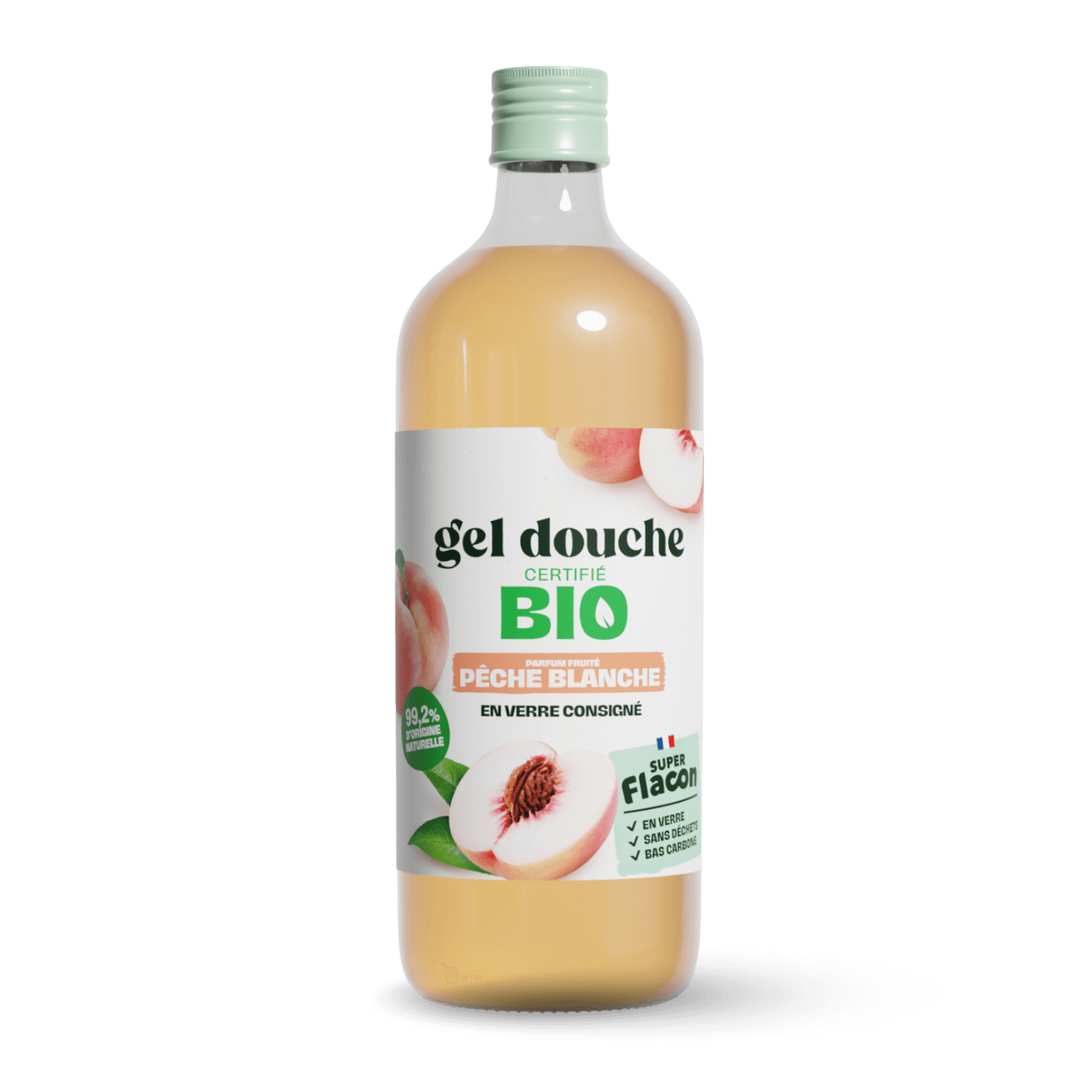 Gel douche Pêche blanche - Nouvelle formule certifiée bio