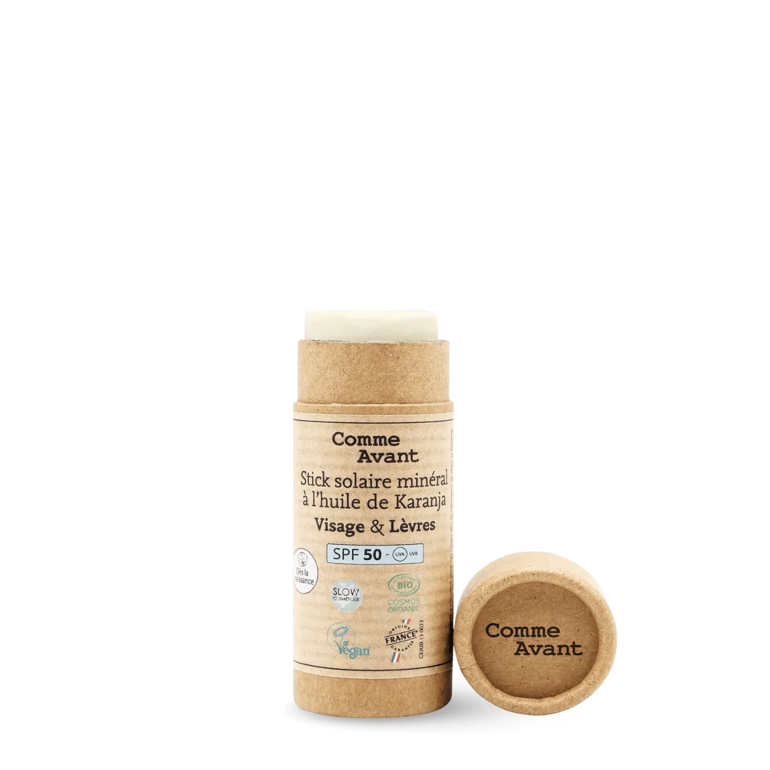 Stick solaire visage & lèvres en carton SPF50 sans parfum