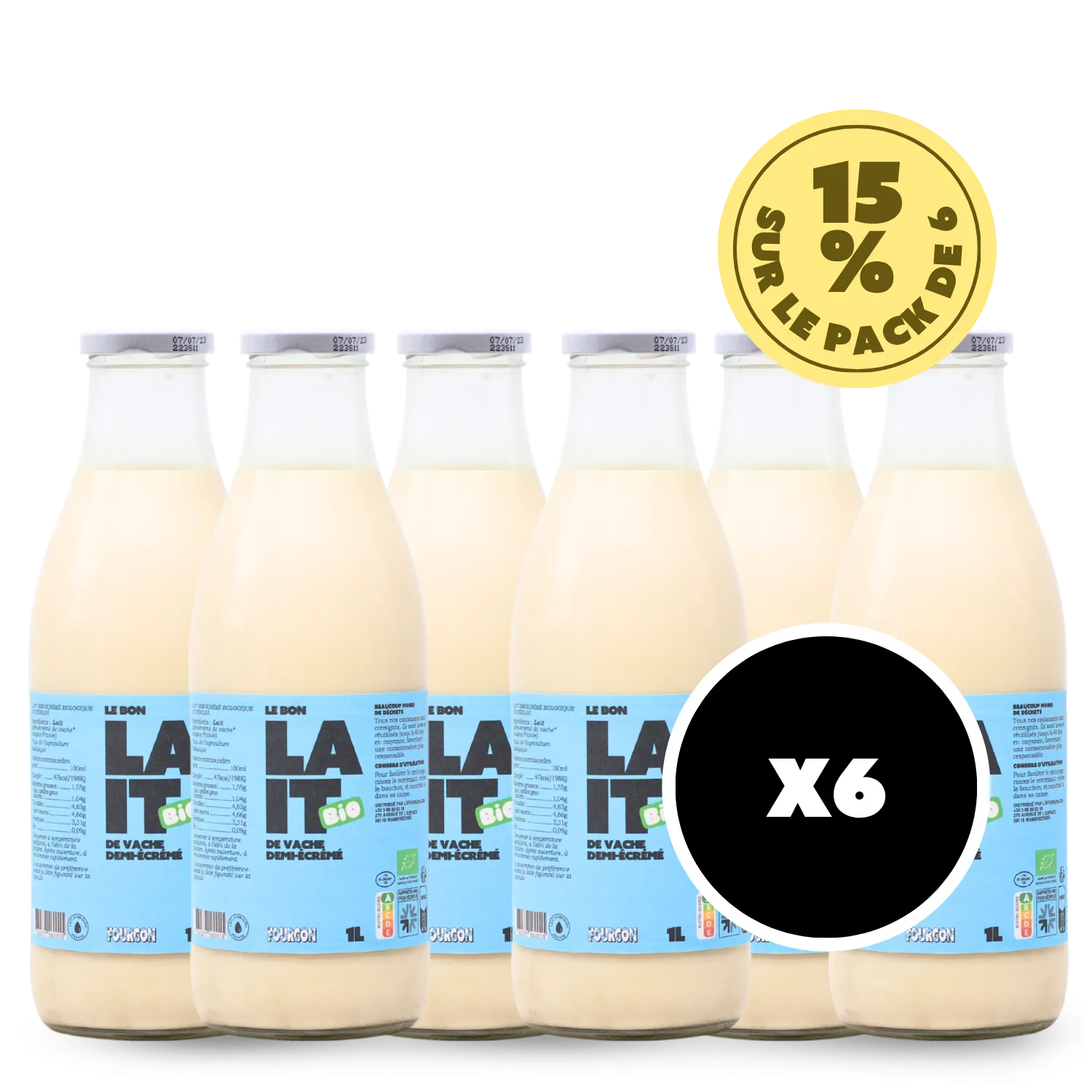 Pack Lait Demi-écrémé Bio