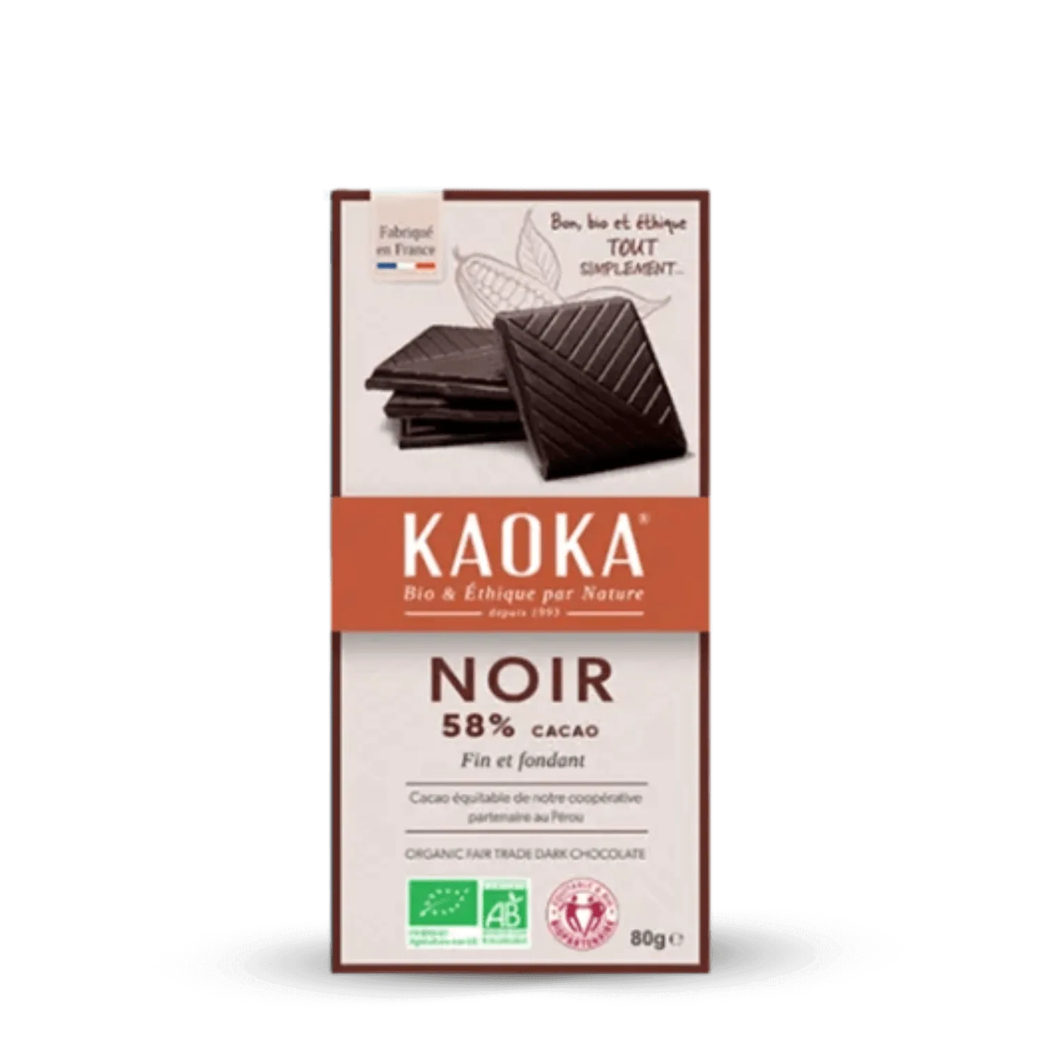 Tablette chocolat simply noir 58% de cacao