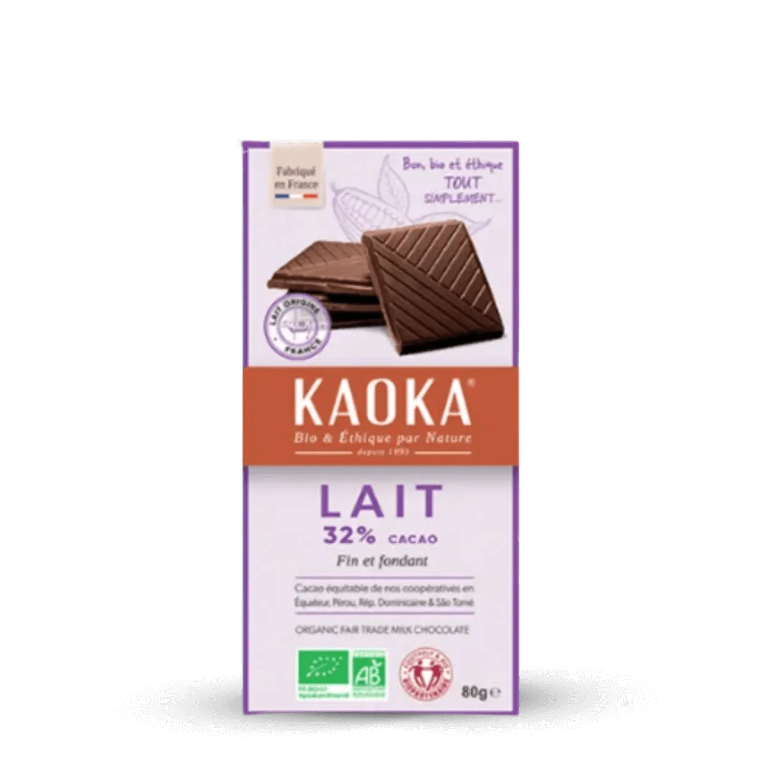 Tablette chocolat simply lait 32% de cacao