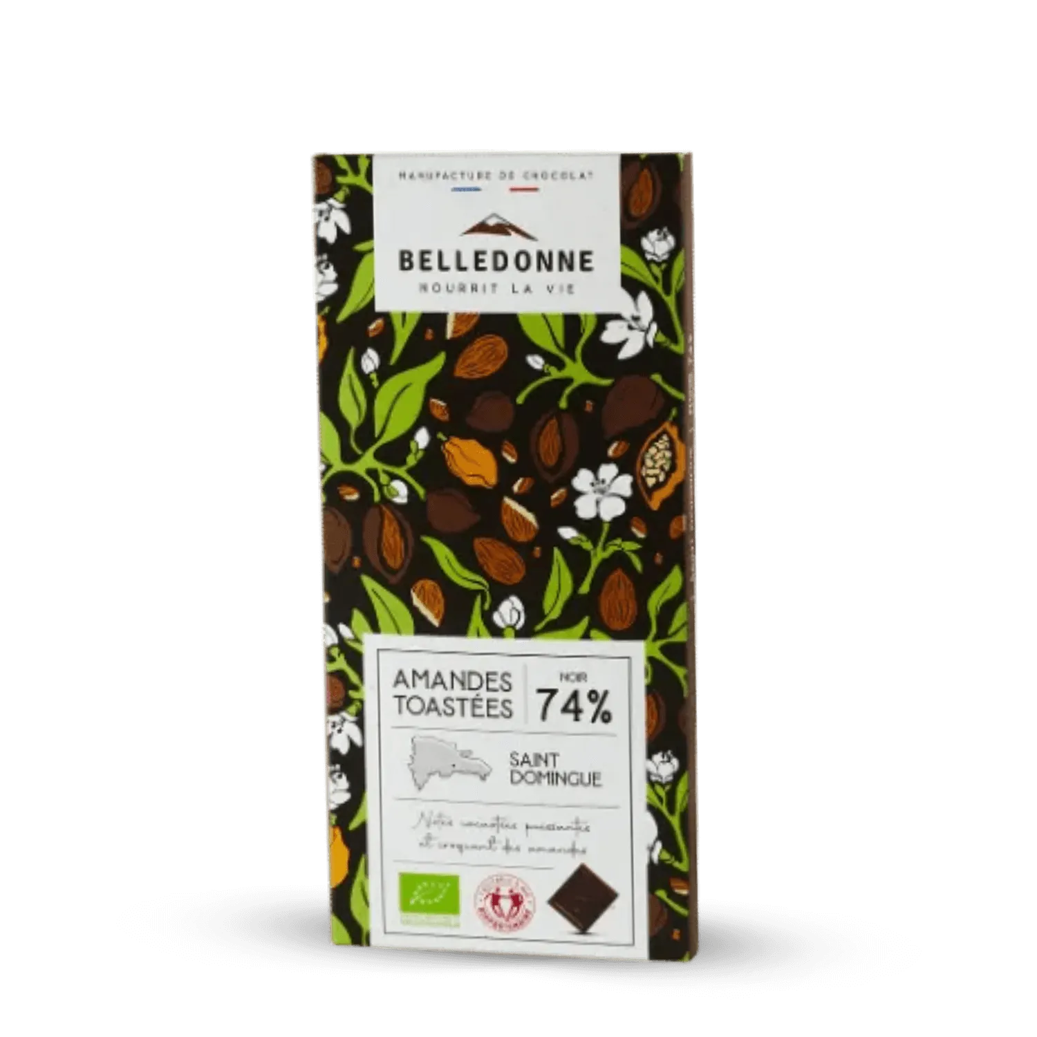 Tablette chocolat noir 74% amandes