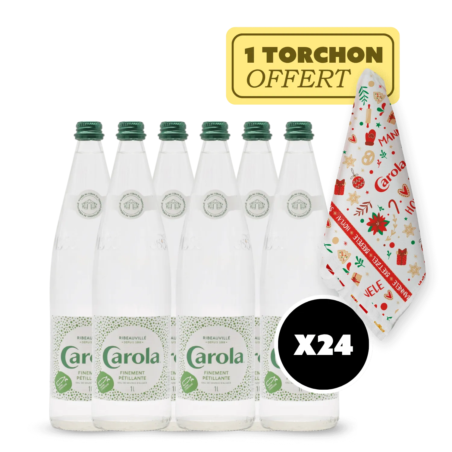 Carola finement gazeuse x24 + votre torchon offert