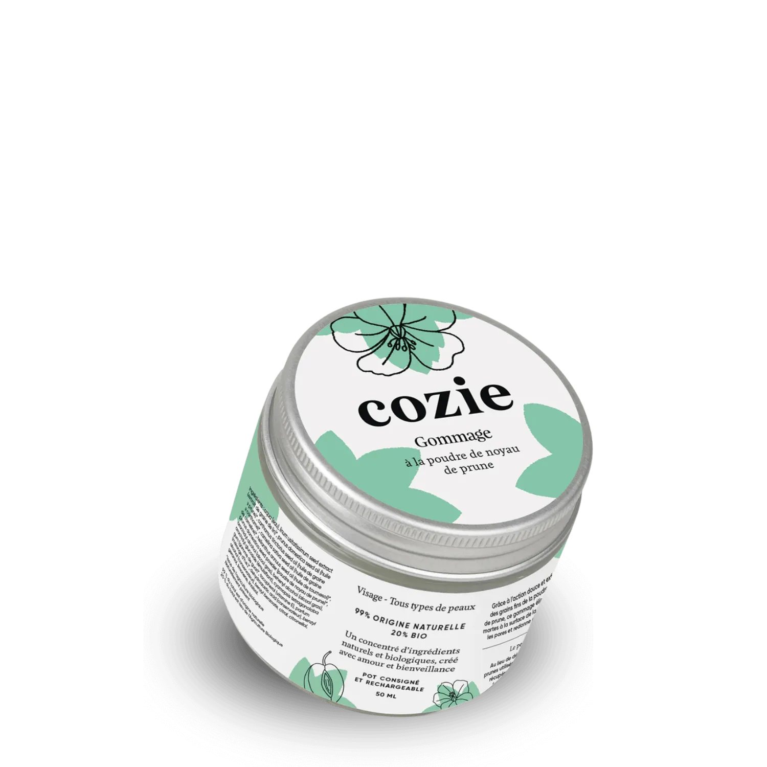Gommage visage à la poudre de noyau de prune bio