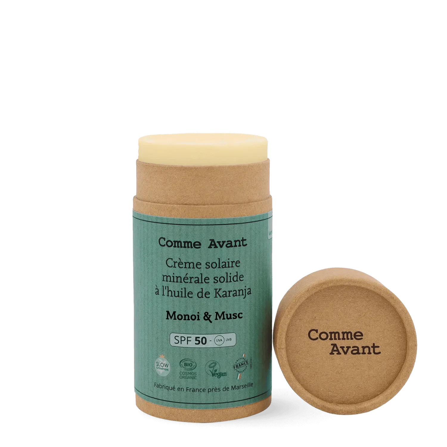 Crème solaire visage & corps SPF50 stick carton Monoï & Musc