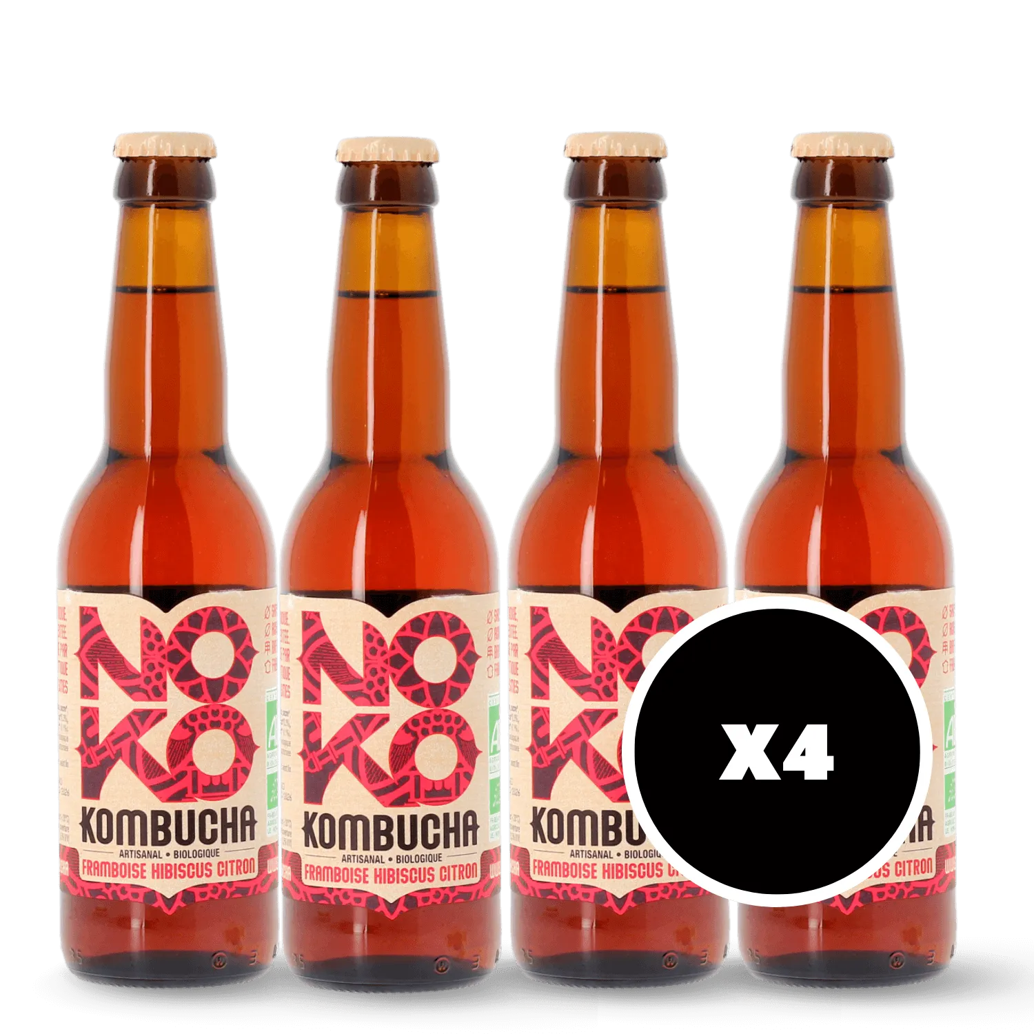 Pack 4 x Kombucha NOKO Framboise Hibiscus