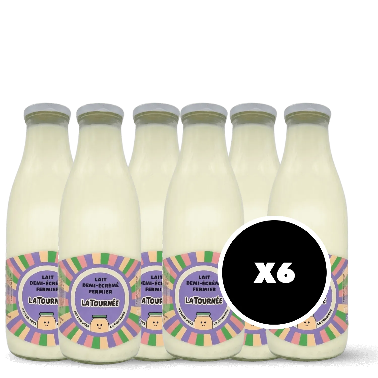 Pack 6 x Lait frais demi-écrémé fermier