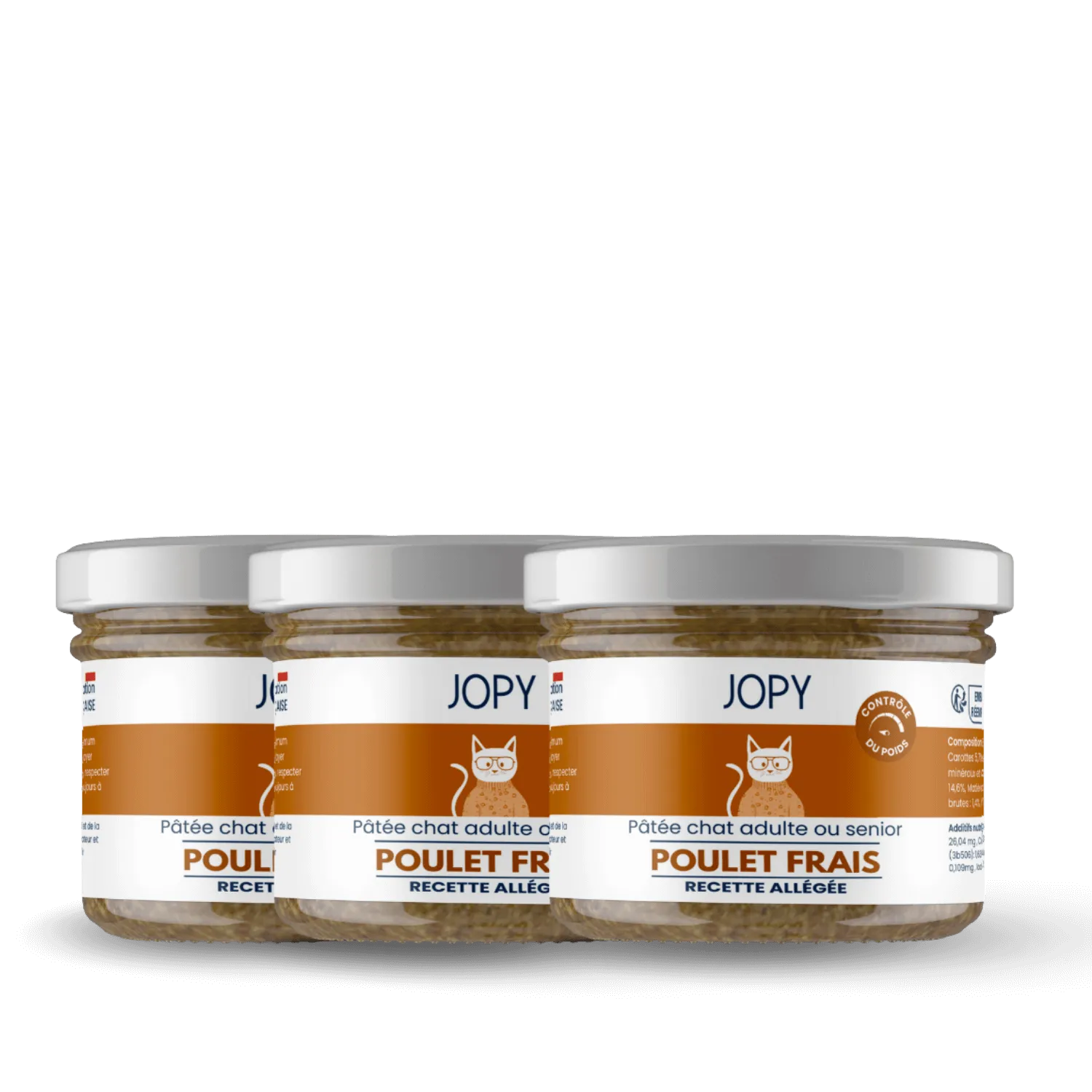 Lot de 3 Pâtées Allégée au Poulet Frais - Chat