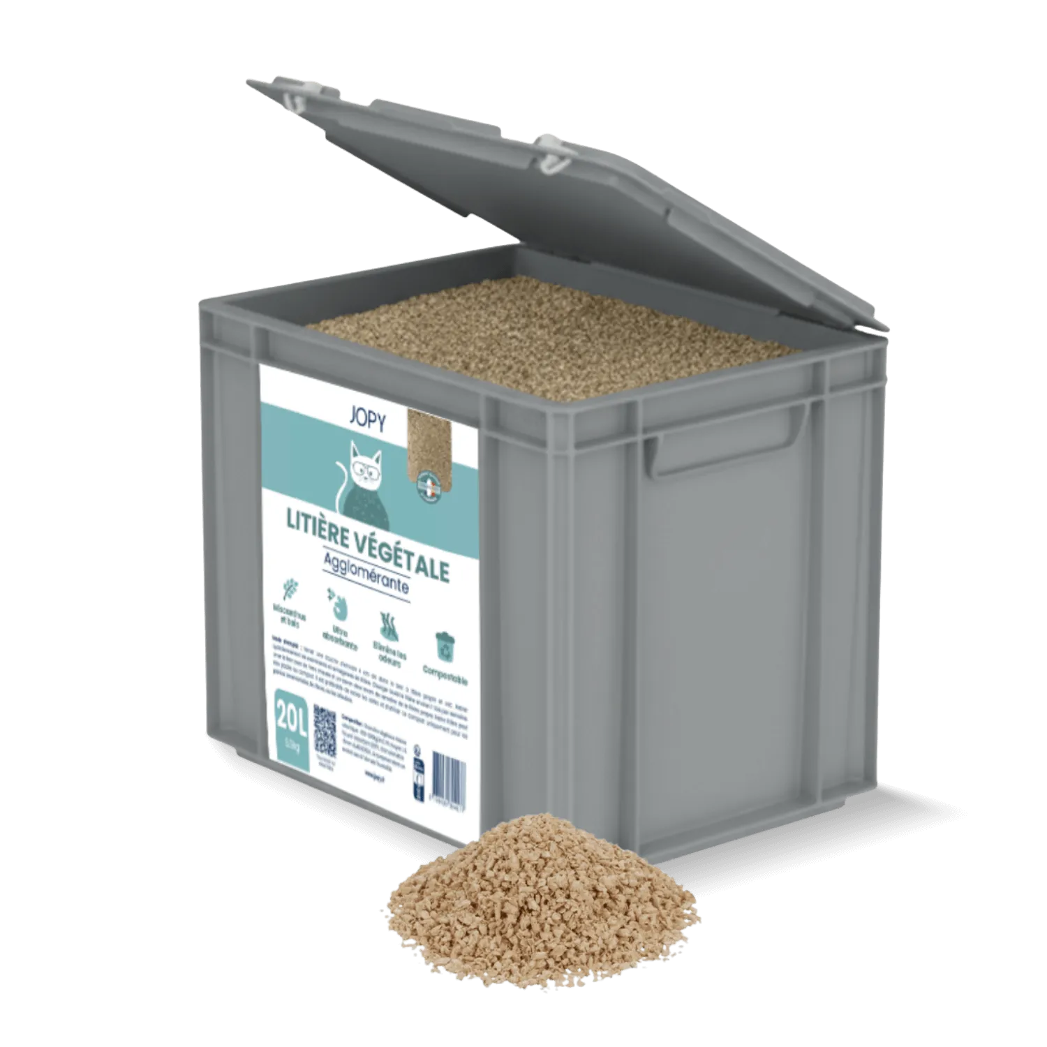 Litière végétale agglomérante pour chat