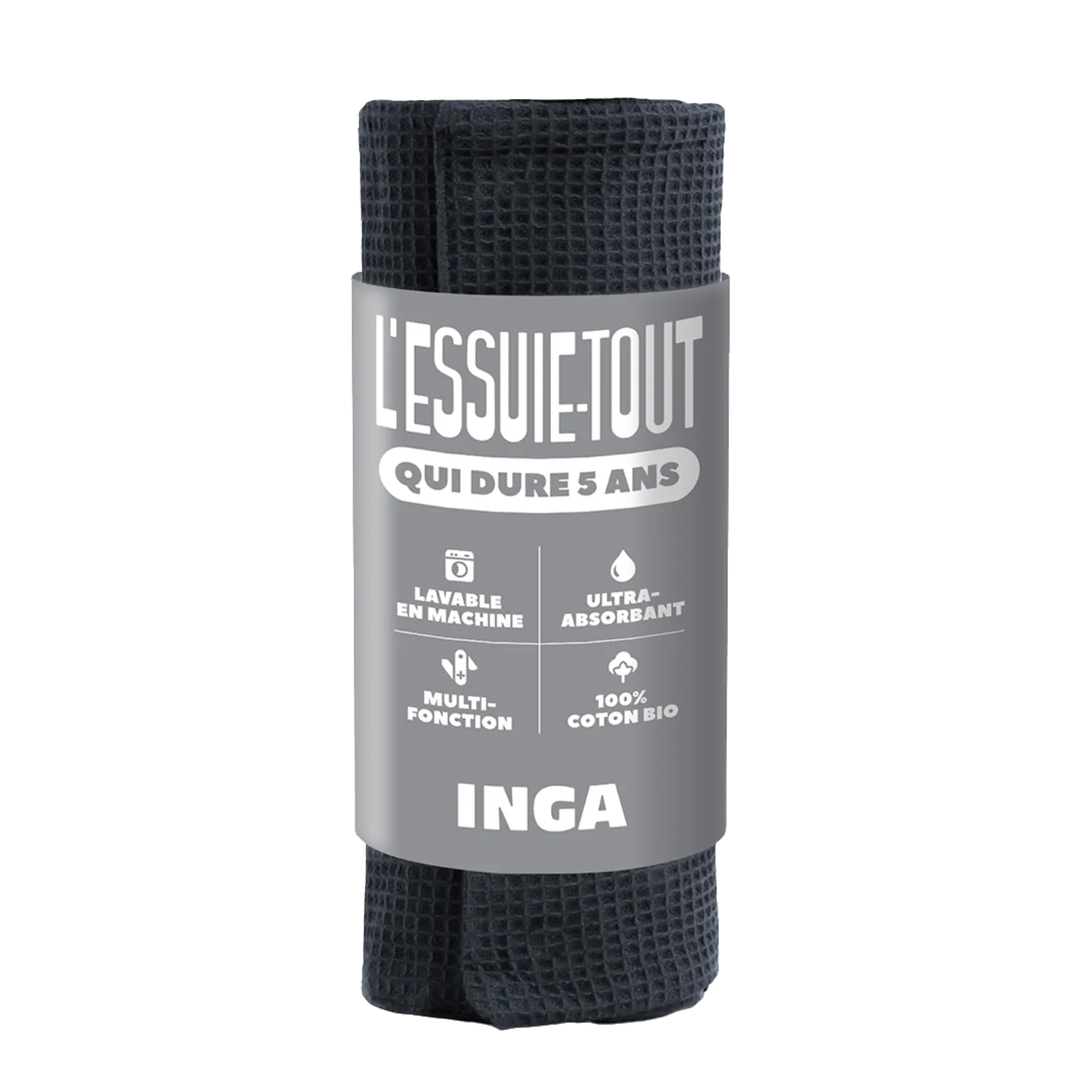 Lot de 5 essuie-tout lavables gris