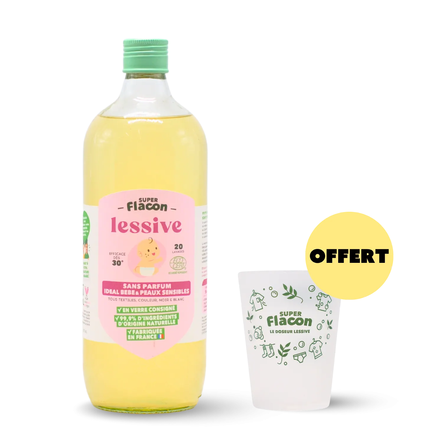 Lessive sans parfum & verre doseur OFFERT