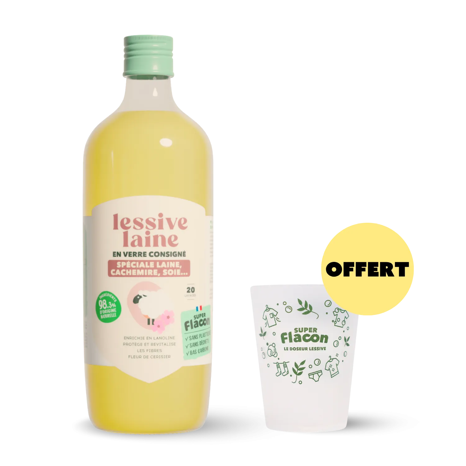 Lessive laine & verre doseur OFFERT