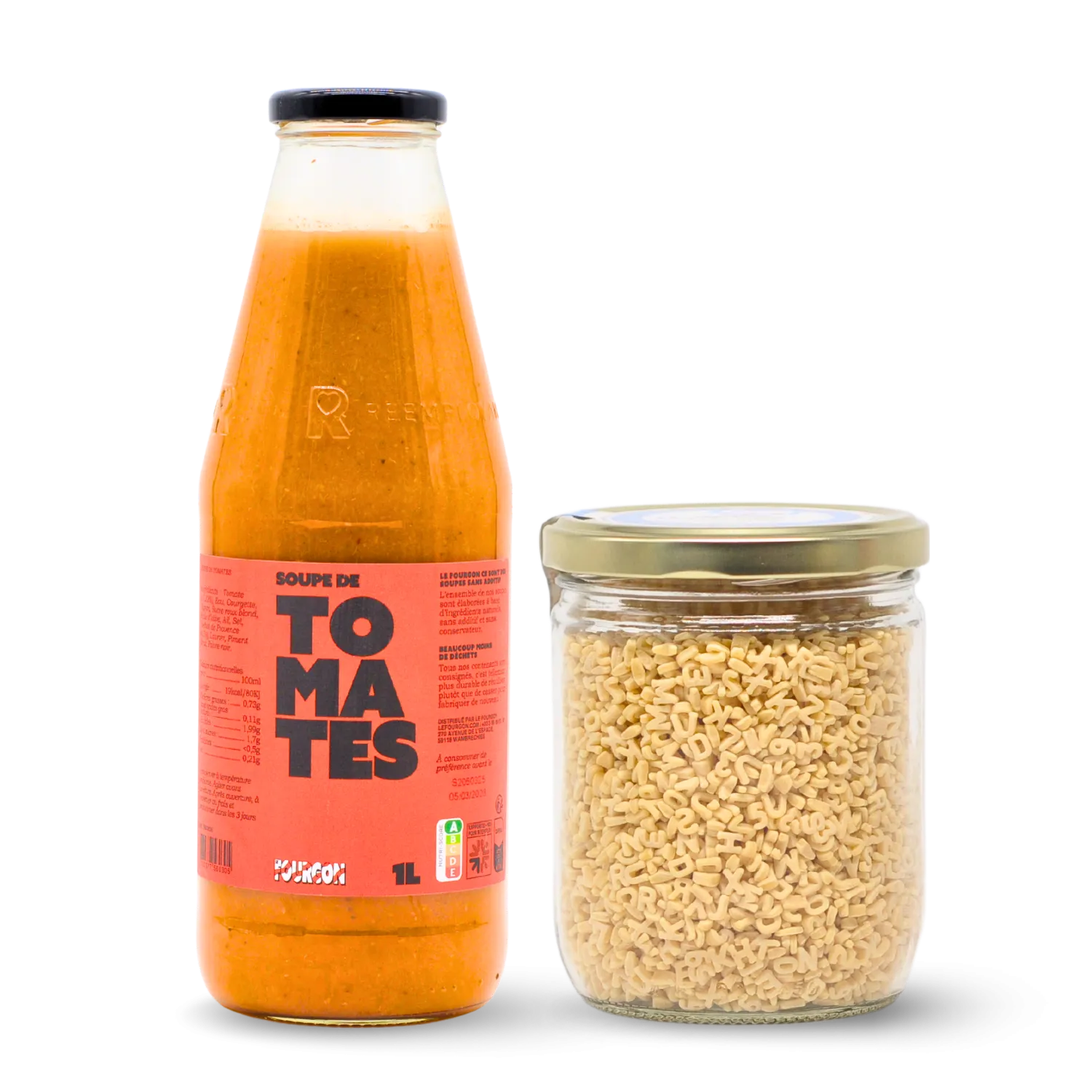Duo soupe de tomate & pâtes alphabet