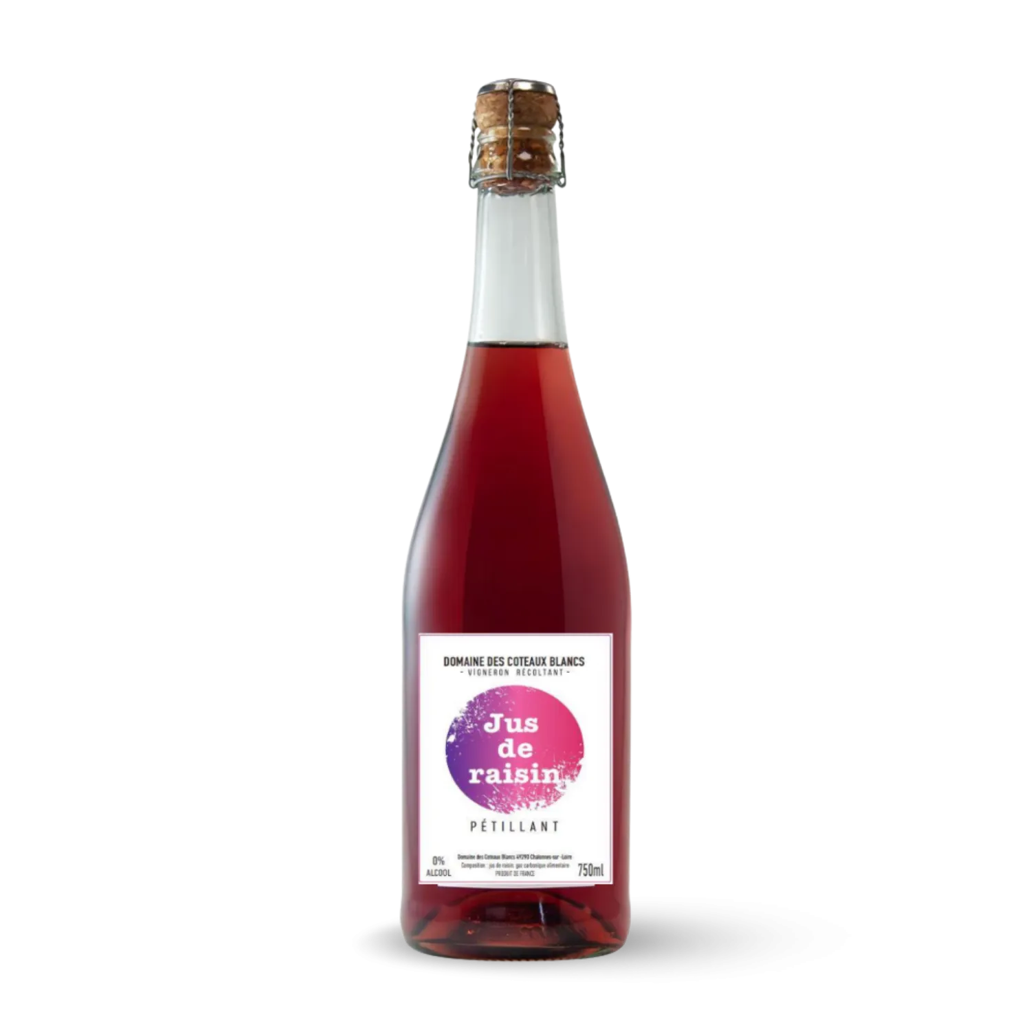 Jus de raisin rouge pétillant 100% Gamay