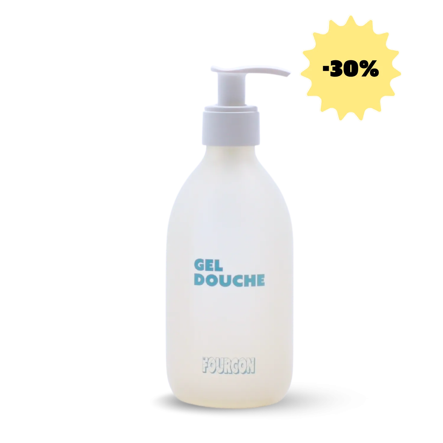 Flacon gel douche vide & rechargeable en verre protégé