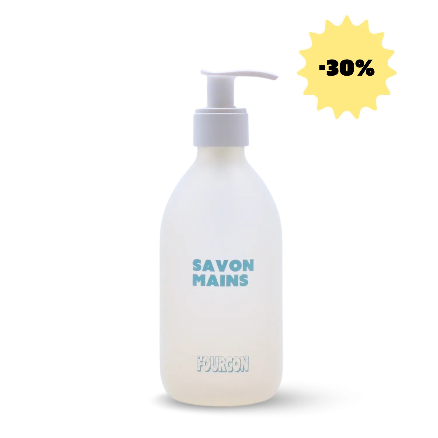 Flacon savon mains vide & rechargeable en verre protégé