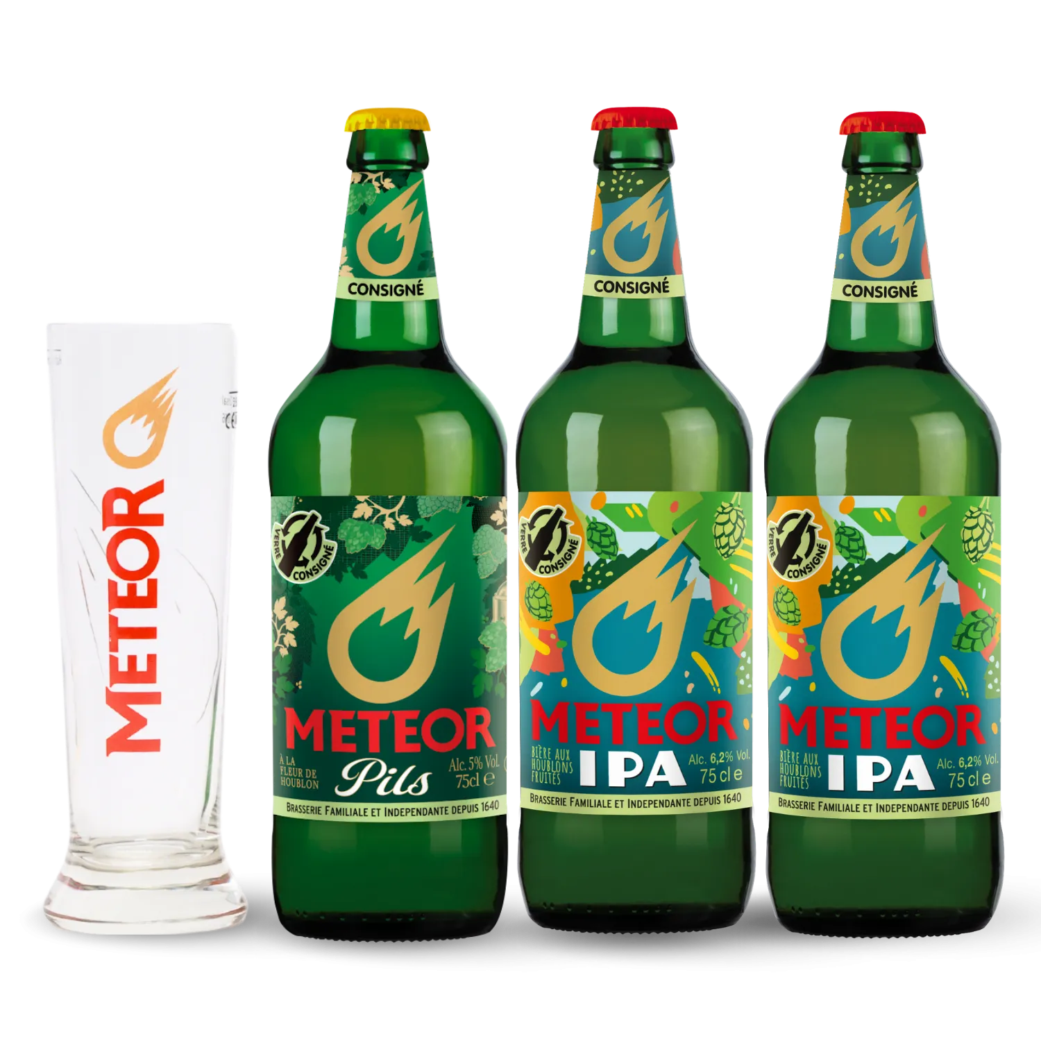 1 Meteor Pils + 2 Meteor IPA + 1 verre offert