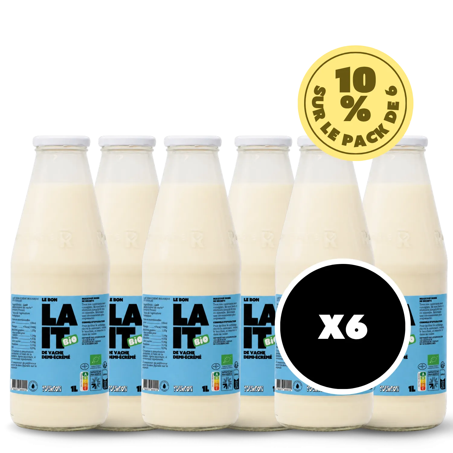 Pack Lait Demi-écrémé Bio