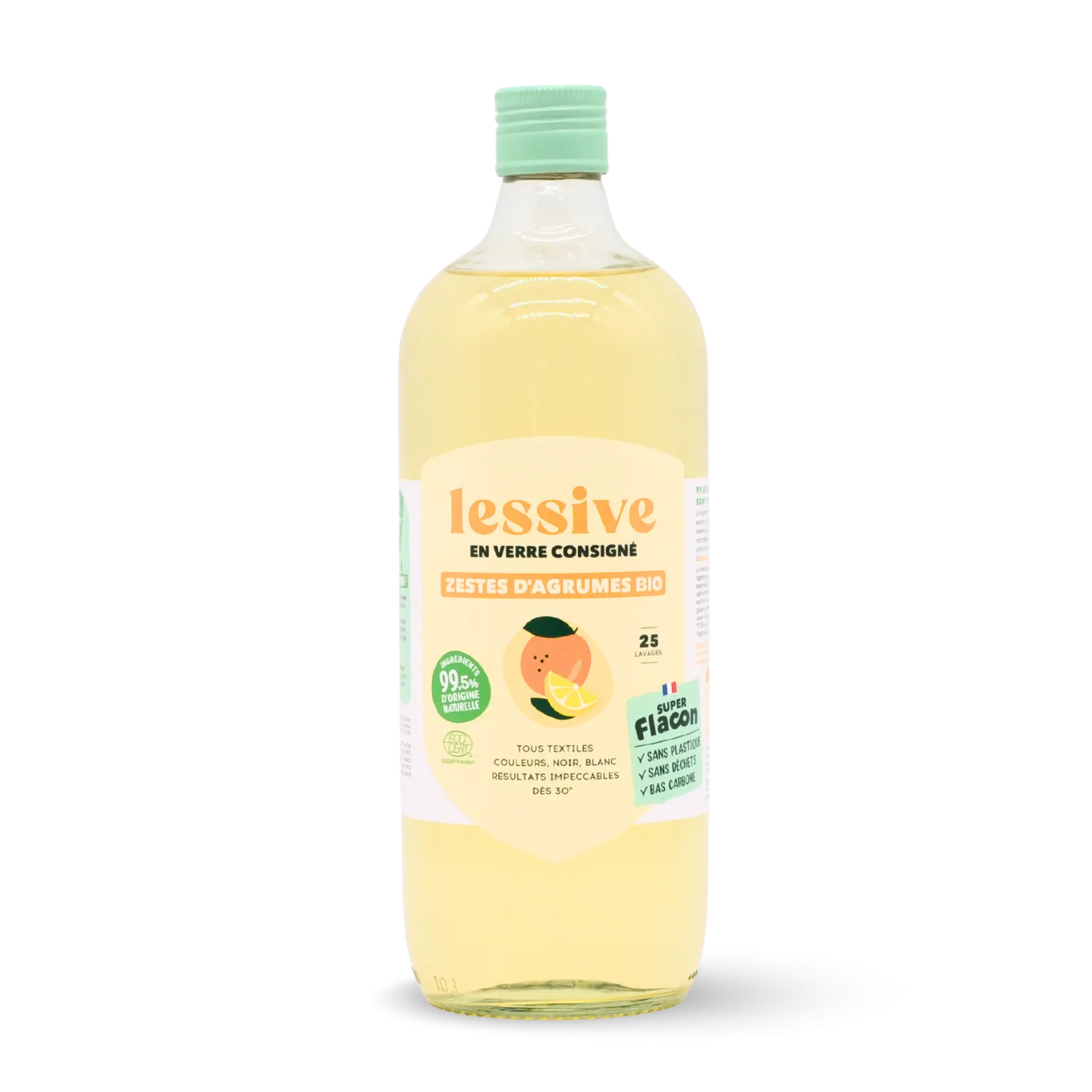 Lessive parfum naturel Agrumes - Nouvelle formule concentrée 25 lavages